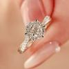 Inlaid Zircon Snowflake Design Single Ring, Wedding with Geometric Ring Woman, Shining and Explosive Elegant Ring
