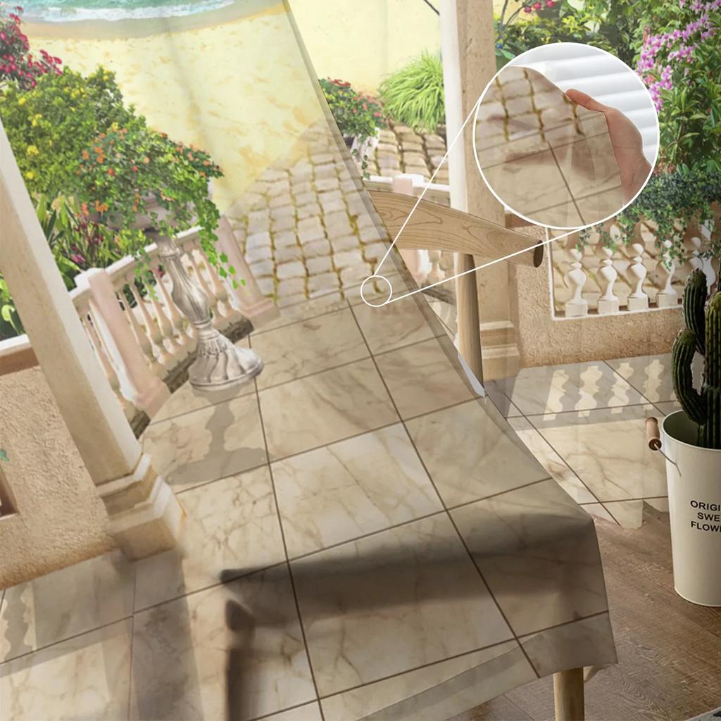 Landscape Garden Scenery Chiffon Sheer Curtains for Living Room Bedroom Home Decoration Window Voiles Tulle Drapes Curtain