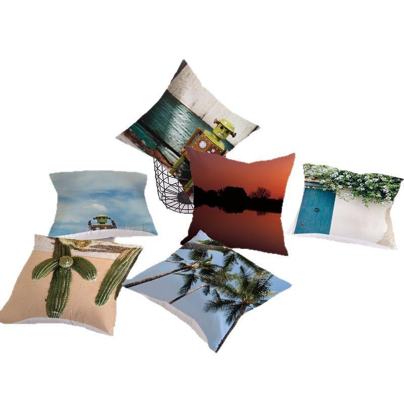 Modern Simple Landscape Car Print Sofa Pillow Cushion Cover Home Soft Furnishings