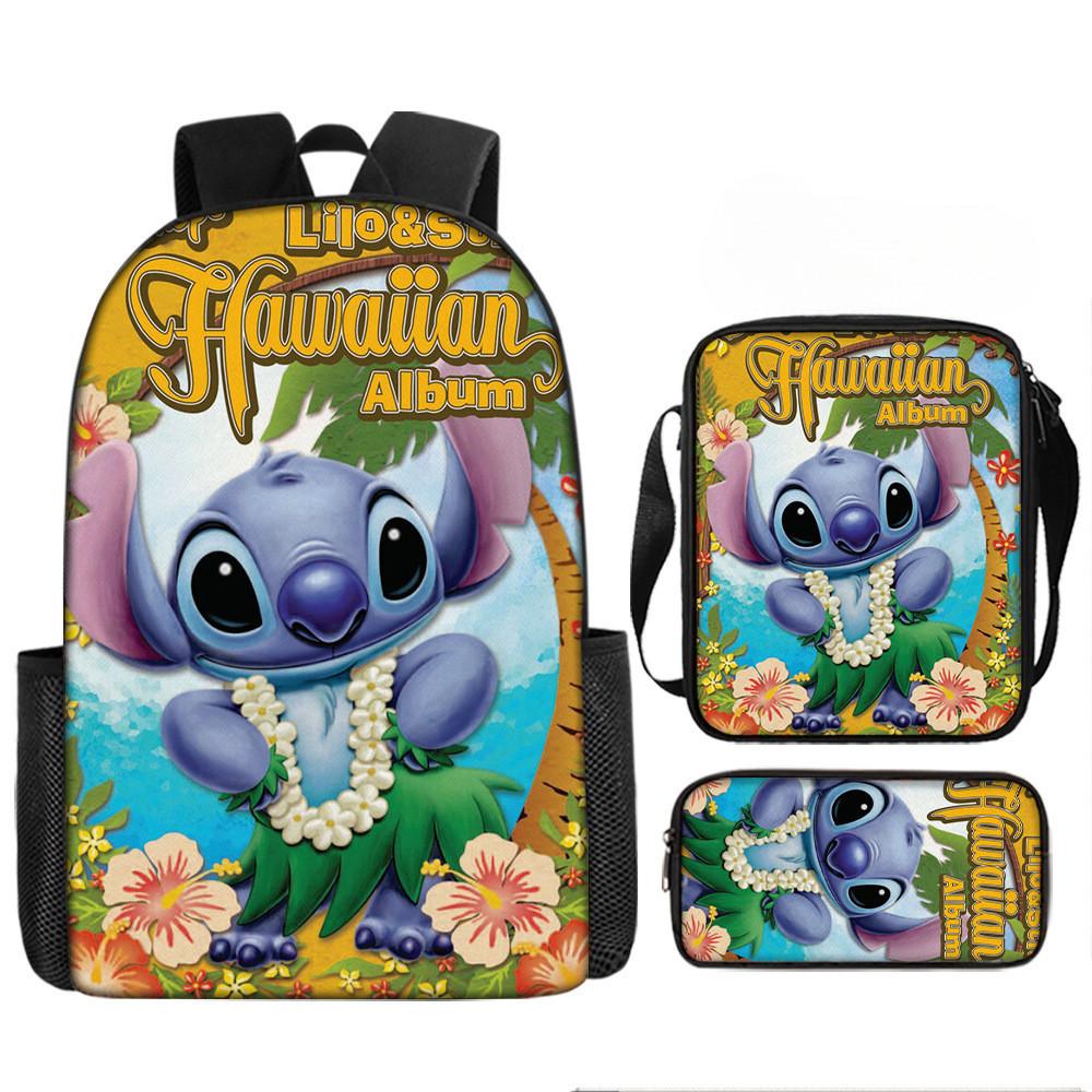 Disney Stitch School Backpack Oxford Cloth Lightweight Breathable Bookbag For Kids