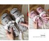 Korean Style Handmade Cotton Bow Soft Sole Indoor Slippers