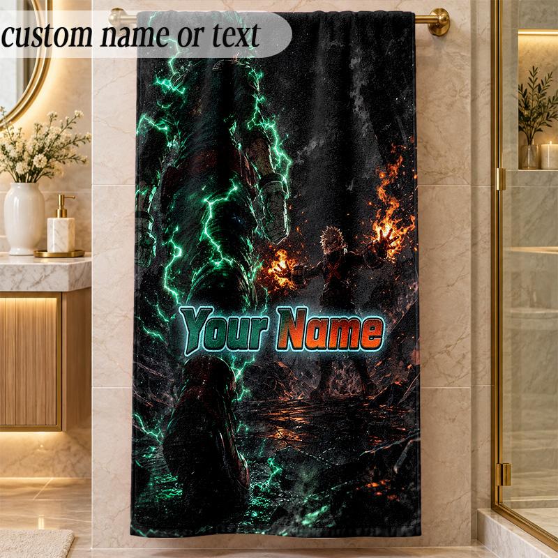 Beach TowelMy Hero Academia Custom Name Text Personalized Soft Towel for Beach Pool Indoor Home Decor Gift