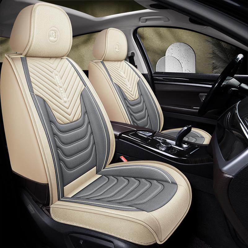 All-Season Linen Car Seat Cushion - Full Coverage & Universal Fit