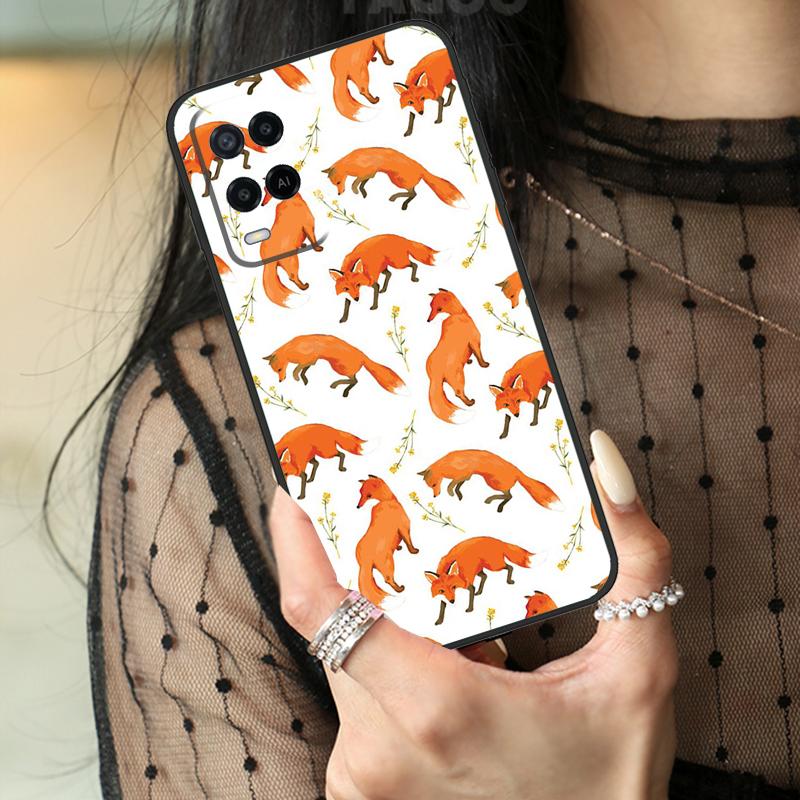 Cartoon Foxes Animal Case For Oppo A74 A94 A54 A80 A60 A40 A18 A38 A58 A78 A98 A96 A76 A16 A15 A17 A57 A77 A5 Pro