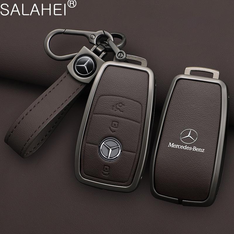 CRX1 Leather Car Key Case Cover Keychain For Mercedes Benz W205 W213 X253 W222 W206 W223 X254 EQE EQS A C E S GLC EQ Series 2015-2026
