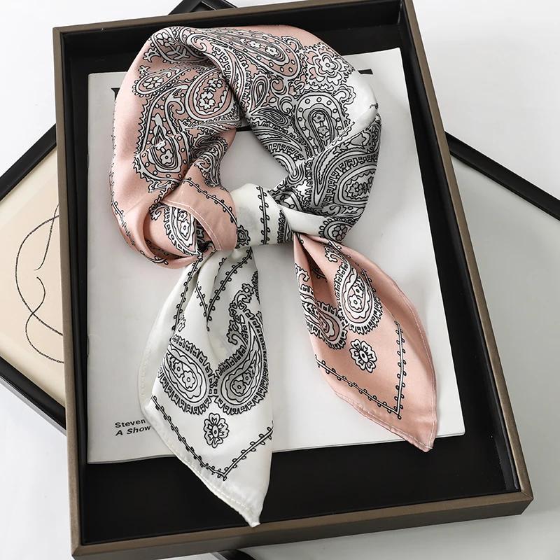 New Fashion 70X70Cmprinted Women'S Scarf Pashmina Silk Scarf Square Shawl Decorative Headband Neck Luxury Design Bandana