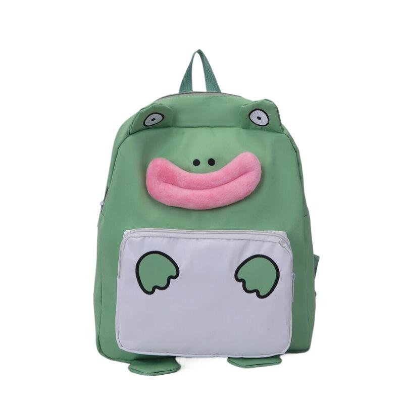 

New funny casual backpack cute cartoon frog student schoolbag Korean version large-capacity commuter backpack One Size