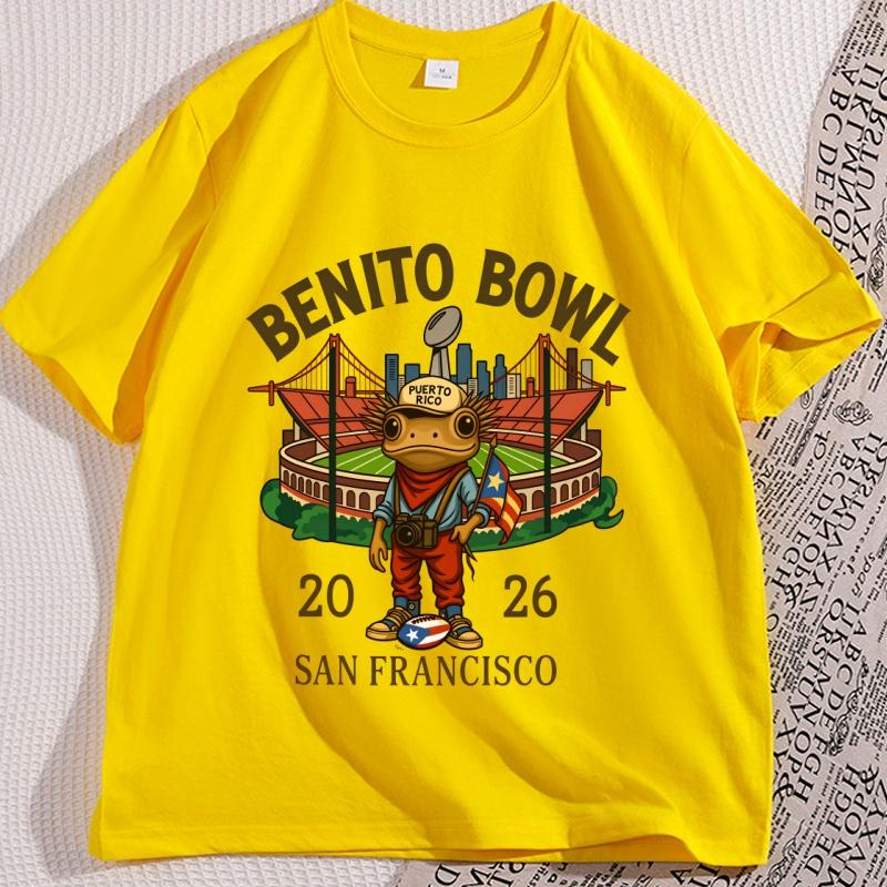 Benito Bowl T Shirt Puerto Rico Coqui Frog Tee Shirt Football Printed Graphic T Shirts Casual Short Sleeve Comfortable Tees