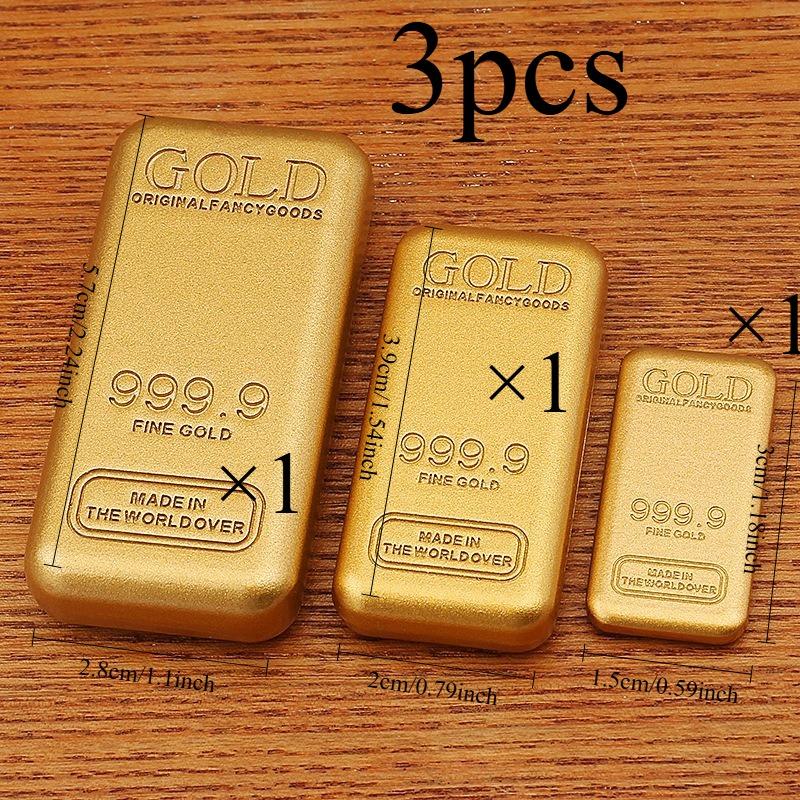 

3/6/9pcs Alloy Imitation Gold Bars Home Decoration Ornaments Simulation Props Gold Bar Samples Desktop Decoration Crafts