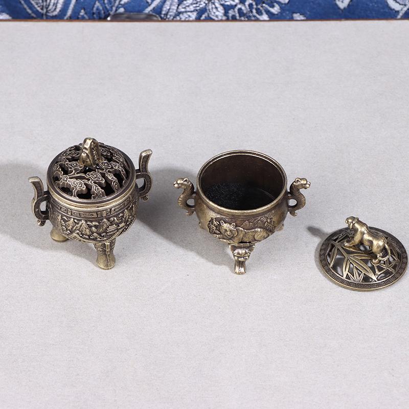 Alloy Lucky Incense Burner Bowl Incense Holder With Handle Yoga Meditation Home Office Decor Ancient Style For Relaxation