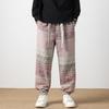 Spring and Autumn New Chinese Style Jacquard Retro Dirty Style Tweed Material Handsome Casual Foot Tying Pants
