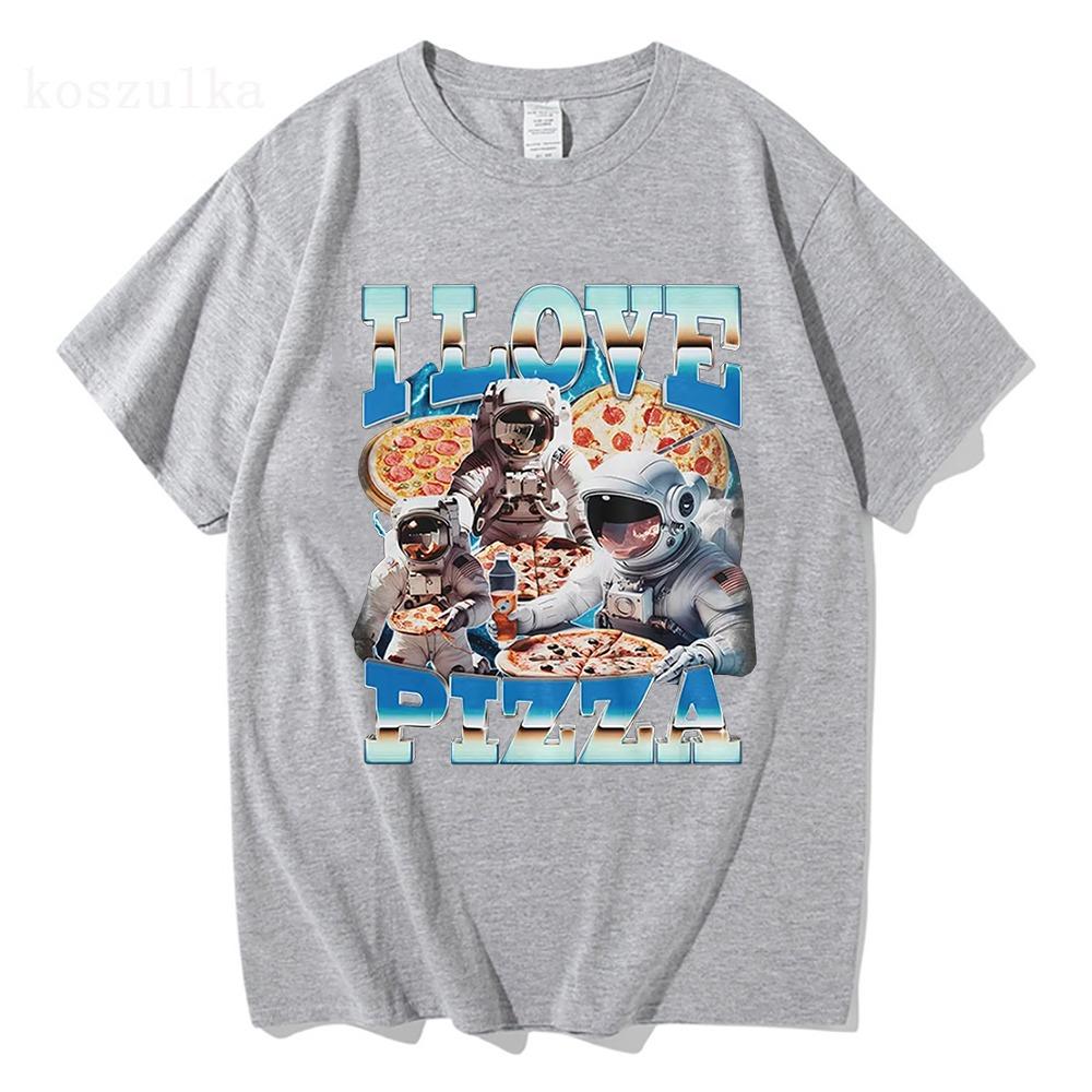 Ich liebe Pizza Lustiges Meme T-Shirt Astronaut Pizza Liebhaber Grafik Damenmode Vintage Kurzarm T-Shirts Baumwoll T-Shirt