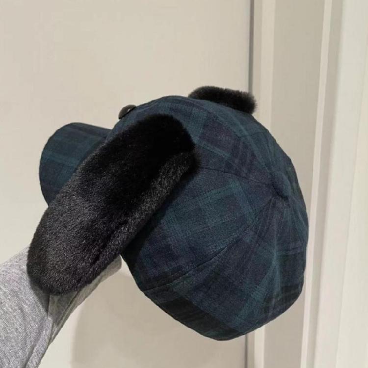 Beret with Puppy Ear Painter Hat Cabbie Hat Grandpa Hat for Autumn Winter