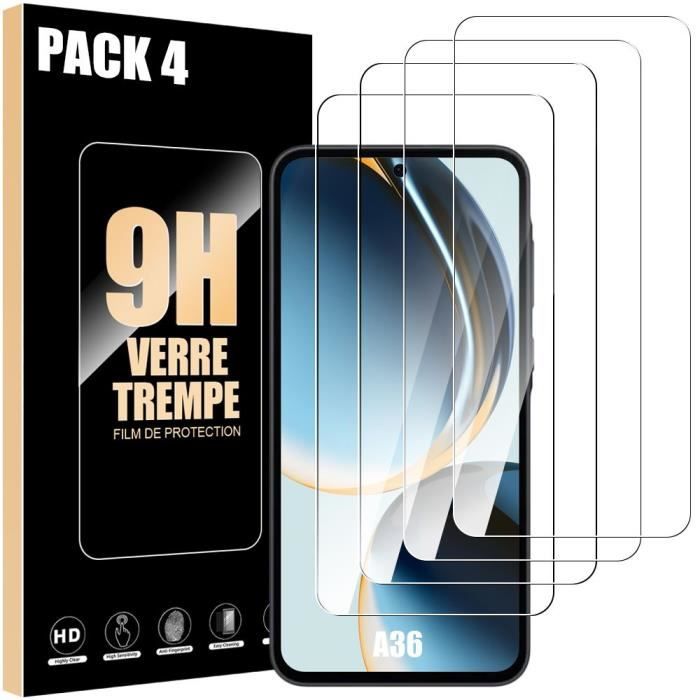 Film de protection en verre trempé - samsung - galaxy a36 - lot de 4 - résistant aux chocs - 0,3 mm d'épaisseur