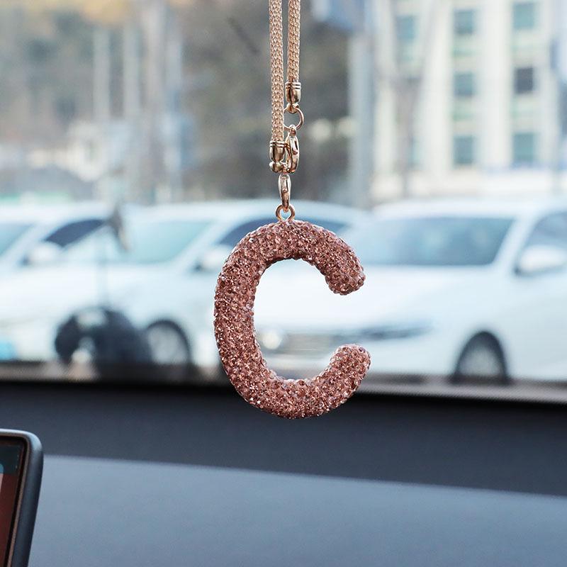 Rhinestone Ceramic Cross Pendant for Car Mirror Decor