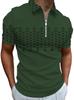Trendy Half-zip Short-sleeve Geometric Pattern Polo Shirt, Great for Casual Wear.