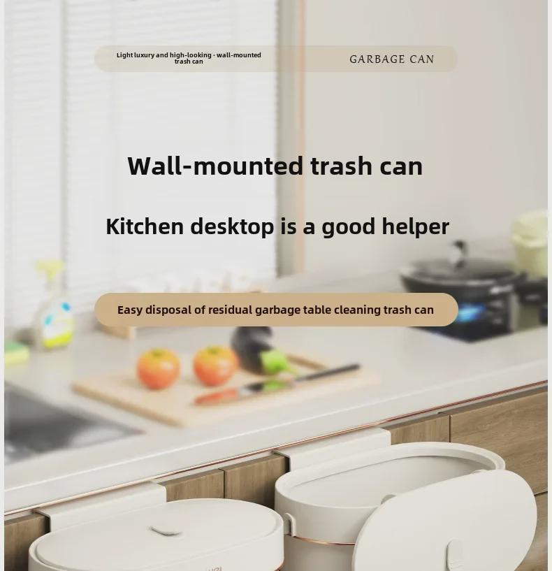 Wall-Mounted Kitchen & Bathroom Trash Can with Lid - Slim Design for Tight Spaces