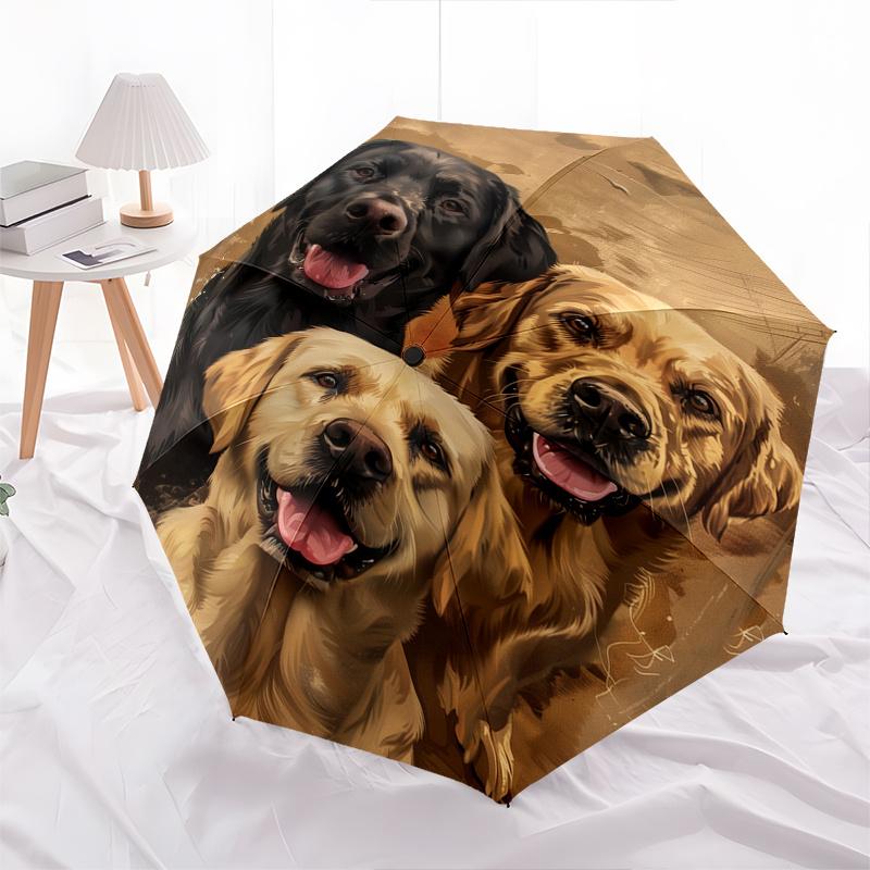 Dogs, Portrait Theme 8 Bone Hand Automatic Folding Fashion umbrella, Compact and Portable Design, A Perfect Gift for Birthday, Christmas or