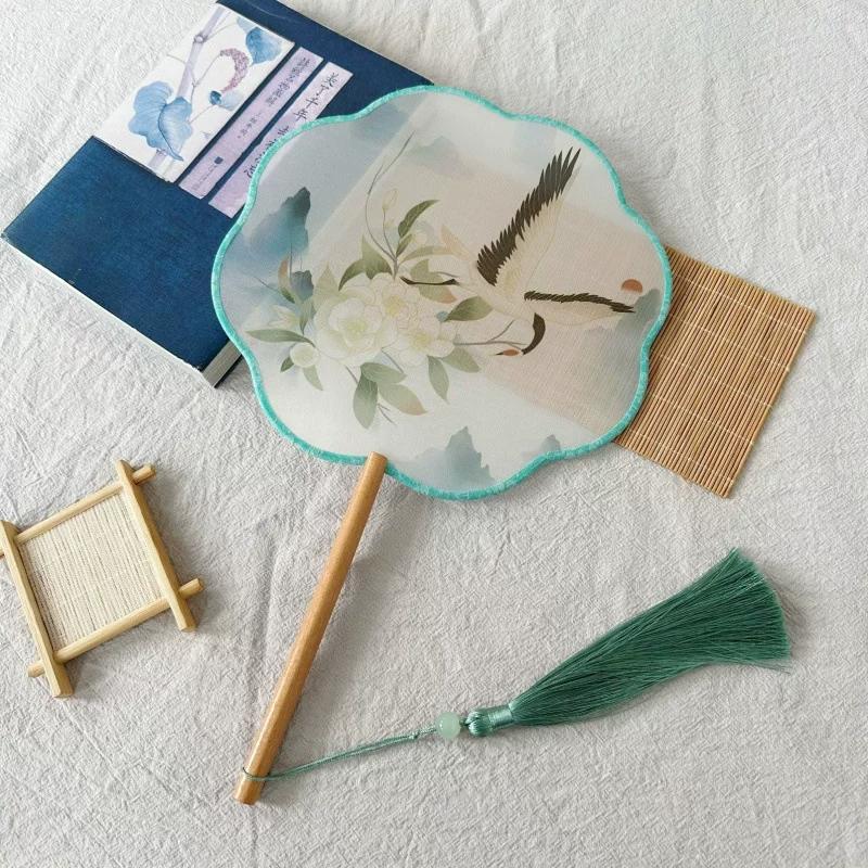 New Style Ancient-Style Semi-Transparent Round Fan for Dance, Hanfu Traditional Round Fan, Retro Classical Dance Chinese-Style Fan