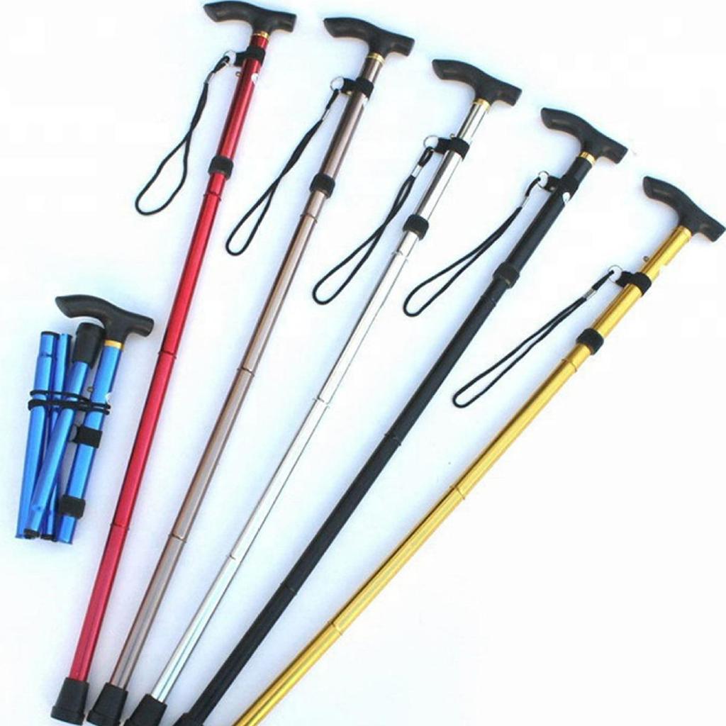 Ultra-Light Adjustable Folding Telescopic Aluminum Walking Stick - Non-Slip Hiking Trekking Pole