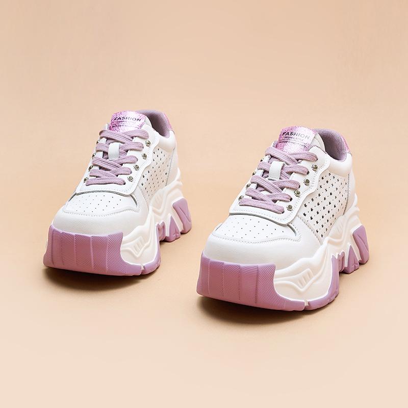 

Dad Shoes Girl 2025 Summer New Leather Versatile Popular ins Super Fire Student Thick Bottom Breathable Leisure Sports 33 фиолетовый