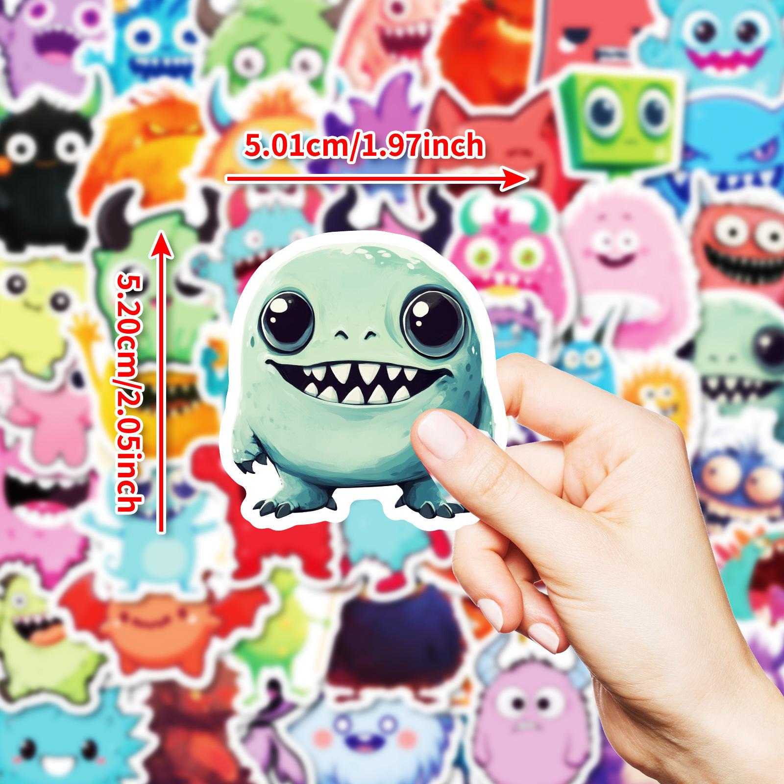 

New 50 Cute Little Monsters Without Repeating Waterproof Stickers for Children s Reward Stickers