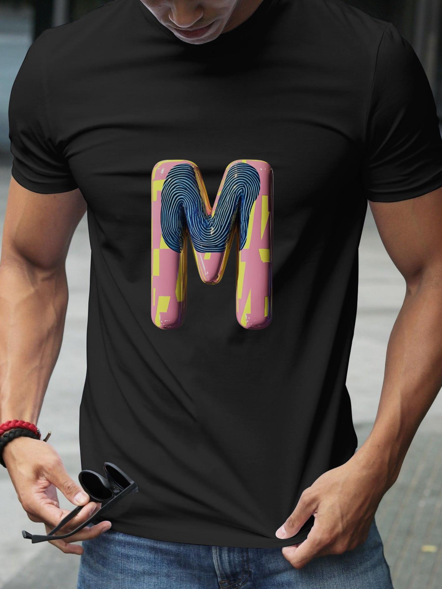 T-shirt - 180g Cotton Crew Neck Tee with Bold Block Letter Fingerprint TV Graphic S