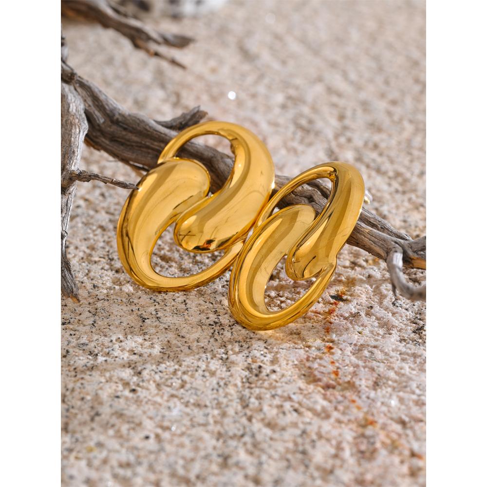 Eetit Statement Stainless Steel Metal Geometric Big Stud Earrings for All Occasion Minimalist Personalized Daily Fashion Jewelry