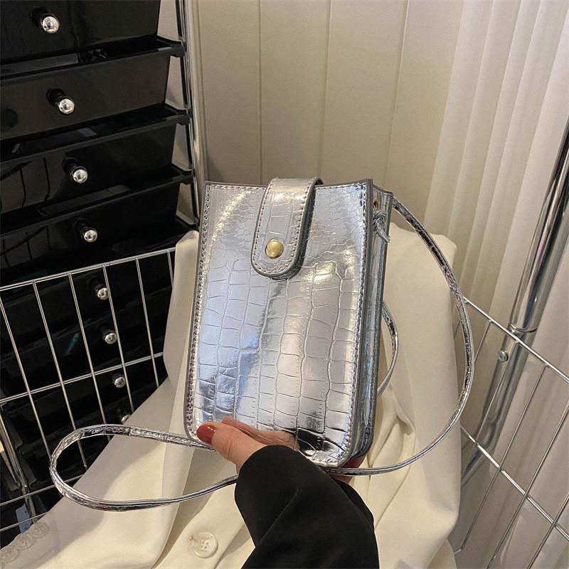 Lackleder Helle Vertikale Handytasche Mode Mädchen Kleine Quadratische Tasche Neue Koreanische Version Von Stein Einzelne Schulter Crossbody Tasche