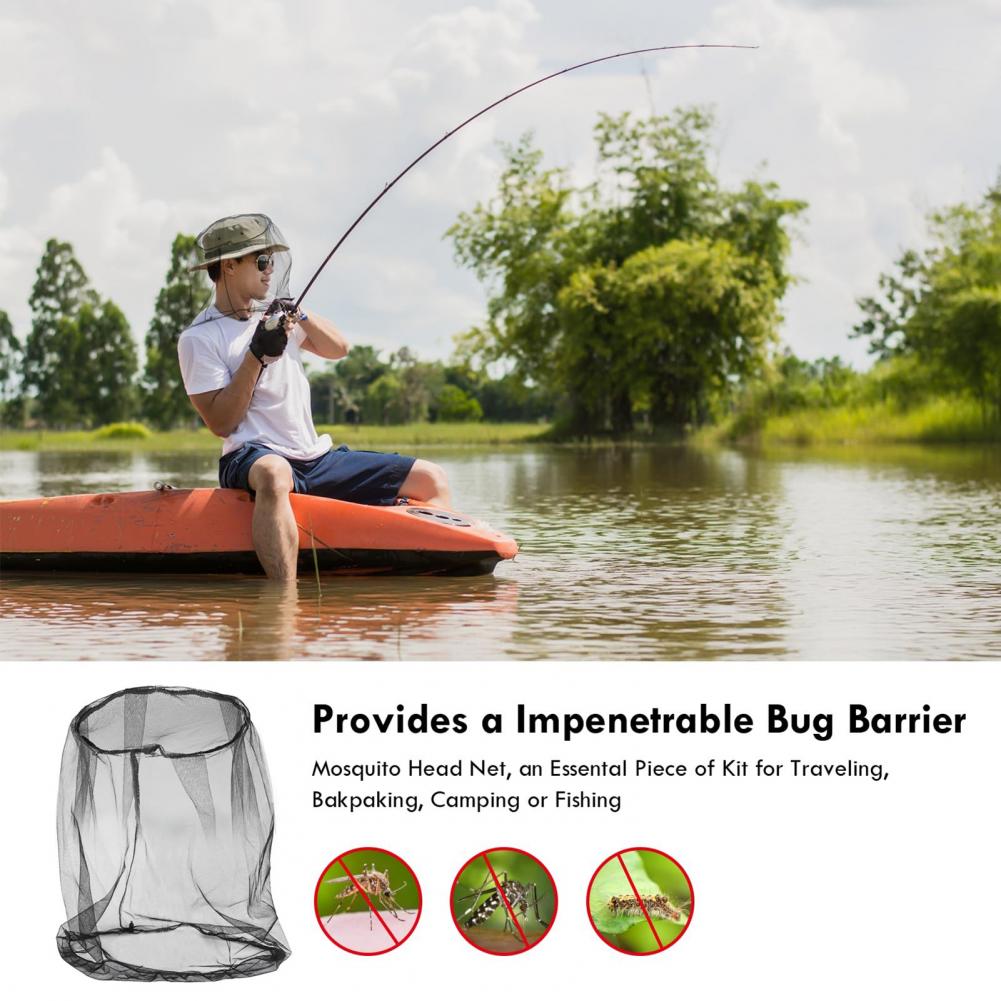 Mosquito Head Net Fine Mesh Face Netting with Drawstring for Hat Breathable Men Women Protection from Midges Insects Gnats