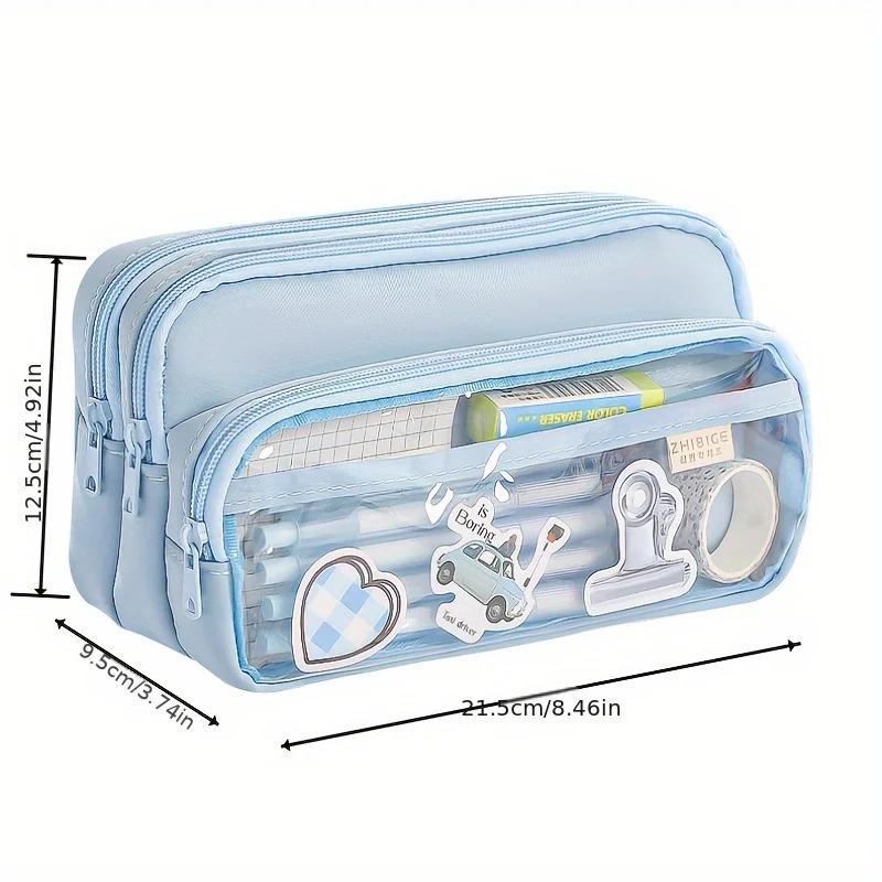 2PCS  Large Capacity Stationery Bag,  Stationery Pencil Steel Note Pen Storage Bag, Pencil Case,  Portable Cosmetic Storage Bag