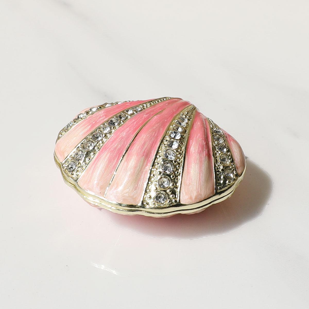 Blue Shell Jewelry Box Mother Day Gift Alloy Jewelry Storage Enamel Conch Shell Trinket Box