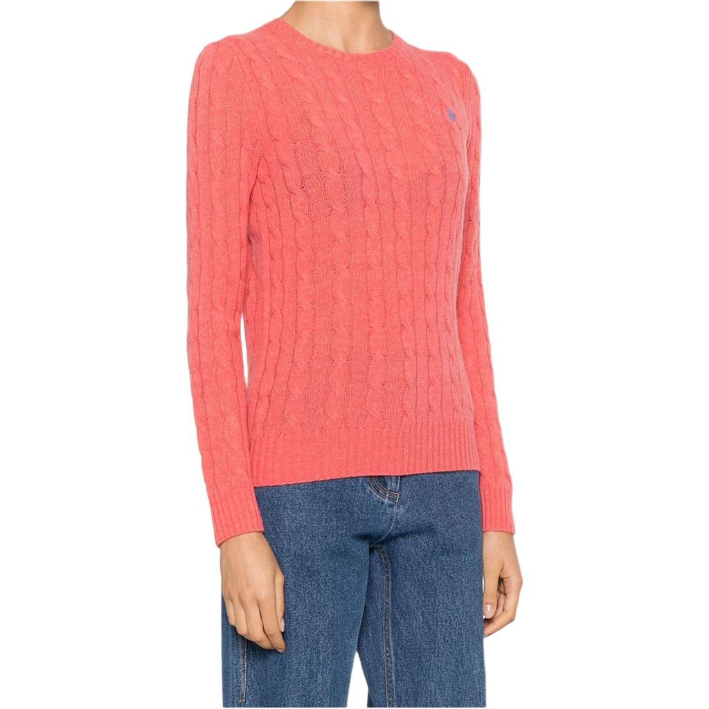 Polo Ralph Lauren Maglione Girocollo Manica Lunga con Logo Monocolore Donna Rosa 211910421-024