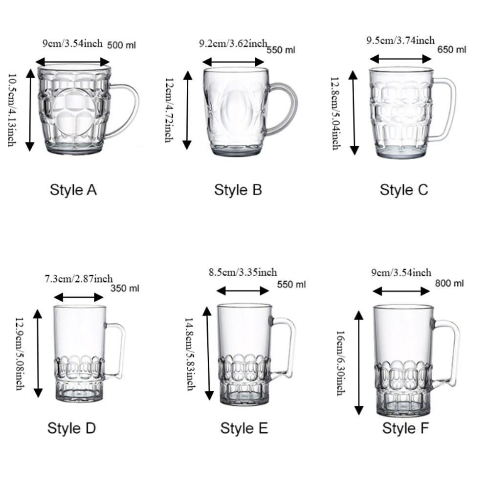 Imitation Glass Beer Mug Transparent Drinking Cup Durable Water Tumbler Restaurant