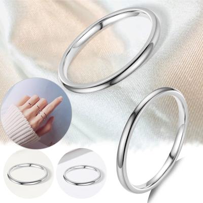 2 mm dicker, hochglanzpolierter, kuppelfester Komfort-Ehering aus Sterlingsilber