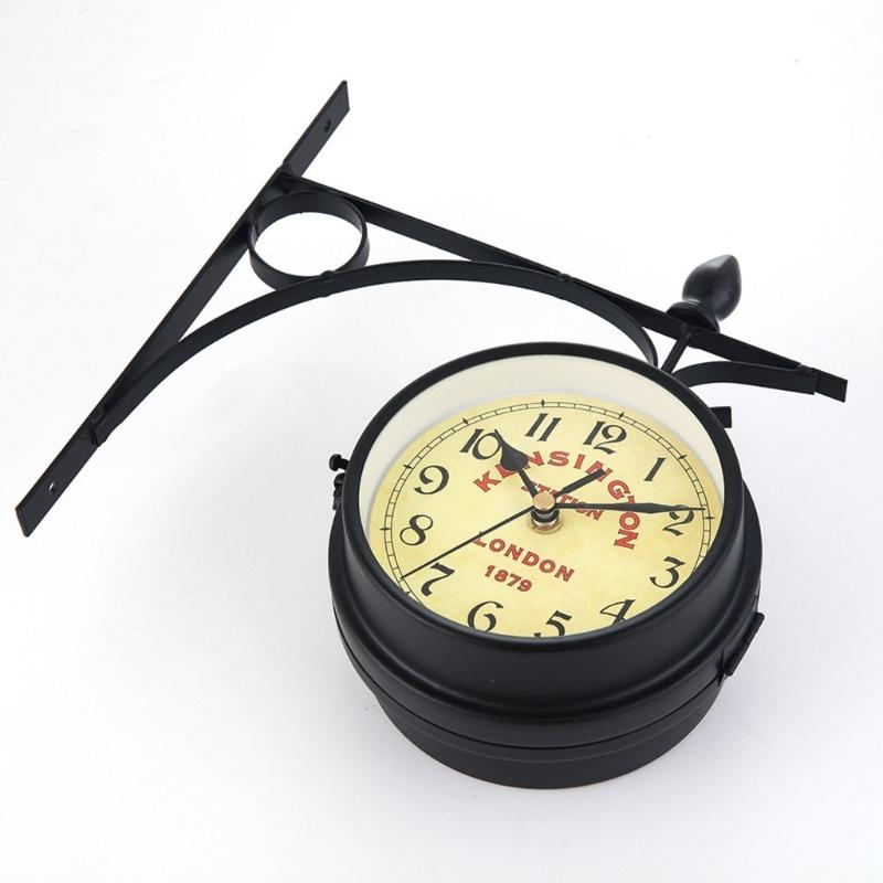 Vintage Double Side Silent Wall Clock Decorative Clock Party Decoration Supplies for Home Festival Indoor Outdoor