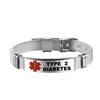 Adjustable Stainless Steel Medical Alert ID Bracelet for Type 1 Diabetes Men Women ICE Emergency Jewelry