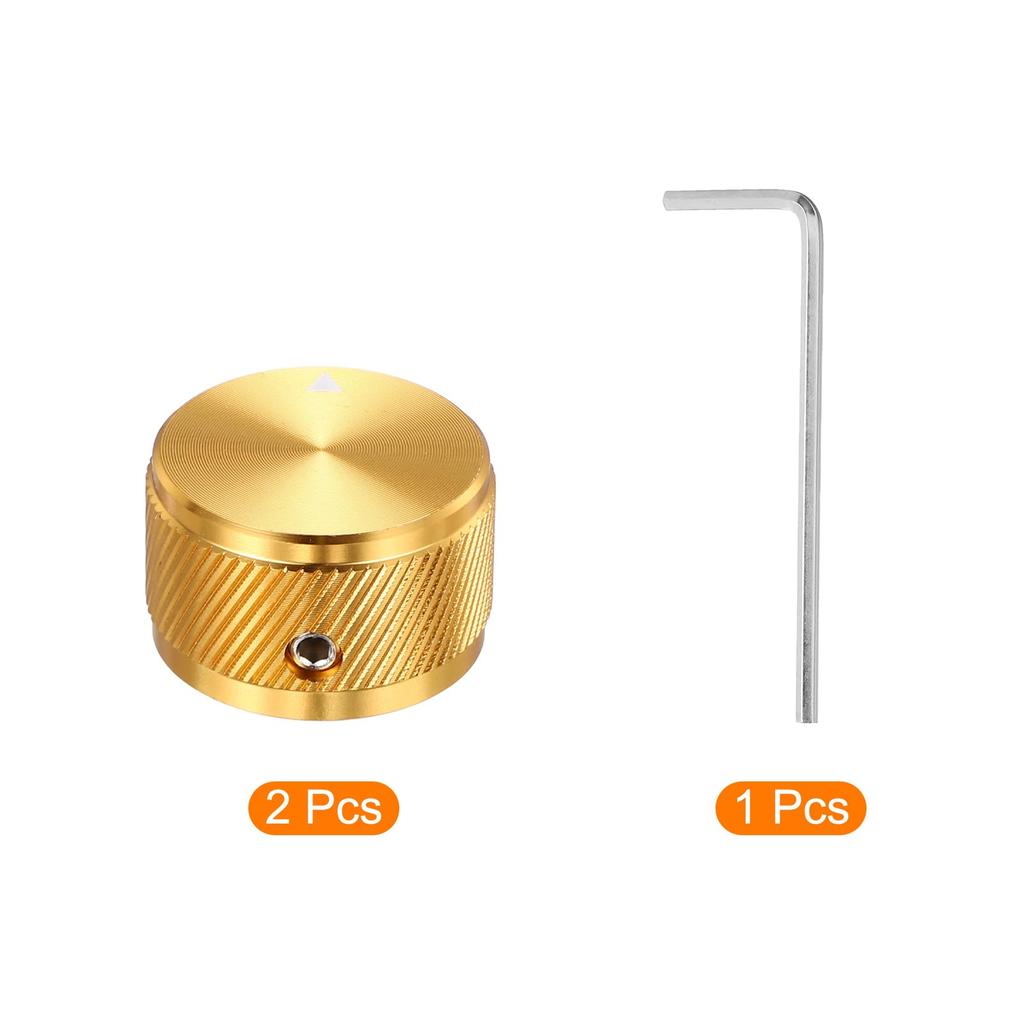 Uxcell Aluminum Potentiometer Universal Volume Tone Control Knob for Guitar and Twill Gold 2-Piece Knob, 1/4" (6mm) Bass, 5/8"