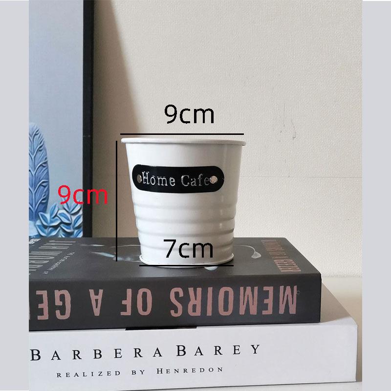 Tin Flower Pot with Hemp Rope Succulent Holder - European Pastoral Wrought Iron Bucket