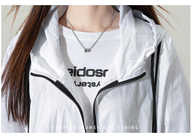 2025 Spring/Summer Loose Contrasting Color Versatile Sunscreen Hooded Jacket Top