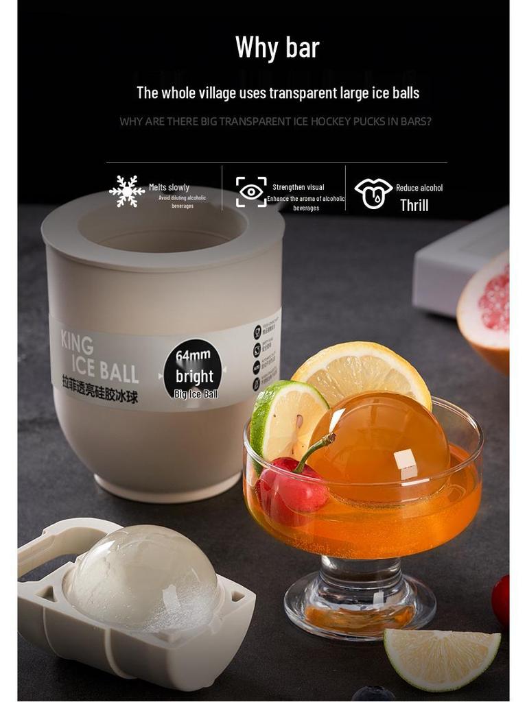 Large Round Ice Ball Maker for Whiskey - Ice Tray & Cube Mold