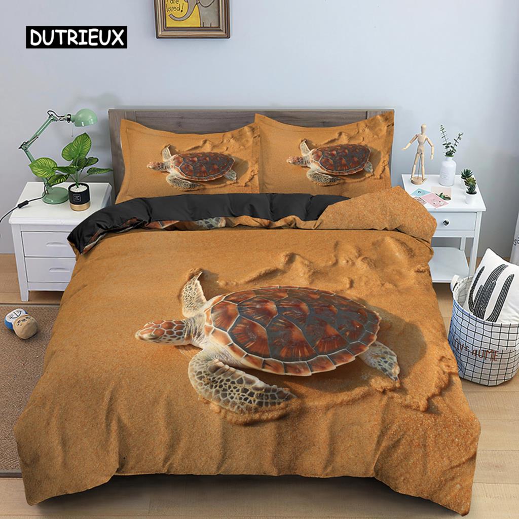 3D Sea Turtle Beddings Set Psychedelic Animal Duvet Cover Comforter Covers Single Twin Full Queen King Polyester Quilt Cover
