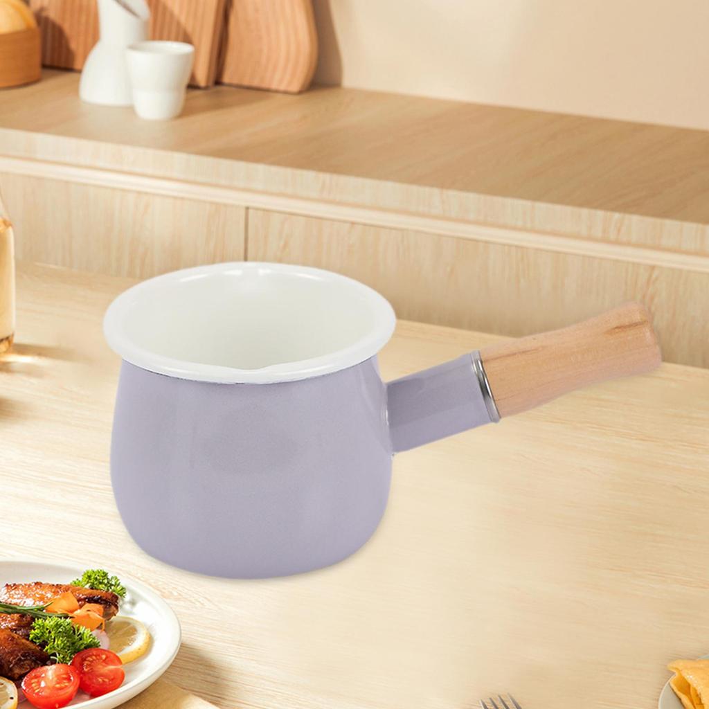 17oz Mini-Milchtopf, Kleiner Topf Suppentopf Mehrzweck-Kochgeschirr mit Holzgriff für Tee