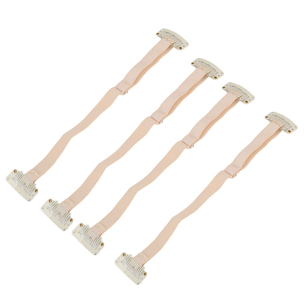 4pcs Face Lift Bands with Clip Women Adjustable Elastic Face Lifting Strap Patch for Hair White