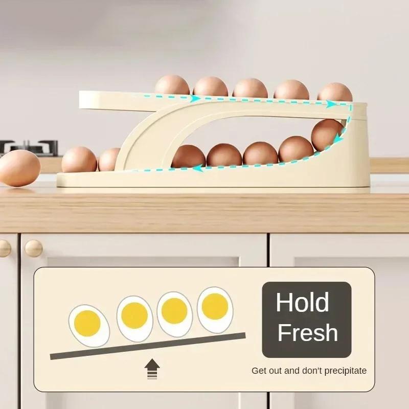 Kühlschrank Automatische Scrollen Ei Rack Halter Lagerung Box Für 15 Eier Eier Korb Lebensmittel Container Kühlschrank Lagerung Box