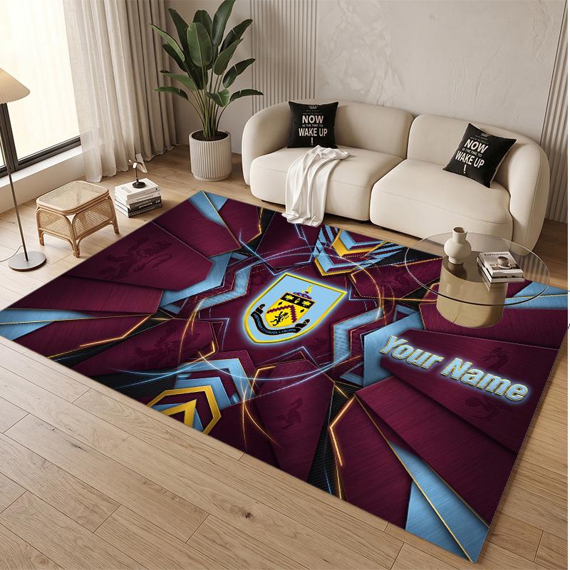 Personalized Crystal Velvet Carpet Burnley Football Pattern Non Slip Floor Rug