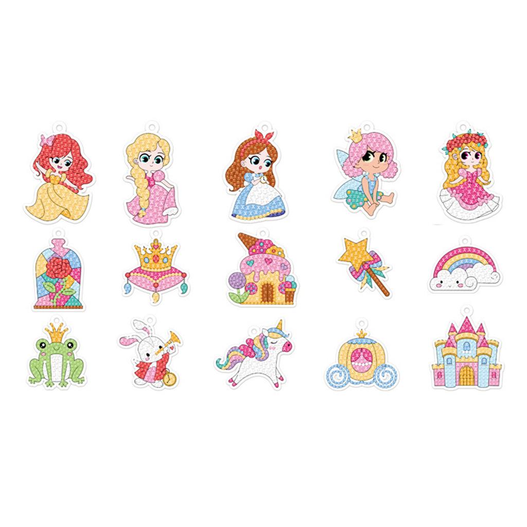 5D DIY Rhinestone Painting Keychain Set Cartoon Cute Rhinestone Painting Key Ring Ornament for Children