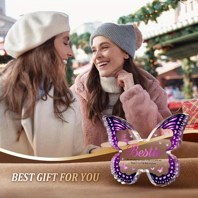 Best Friend Gifts (Women) – Butterfly Acrylic Plaques. For Female Bestie: Birthday, Xmas, Thanksgiving, Valentines.