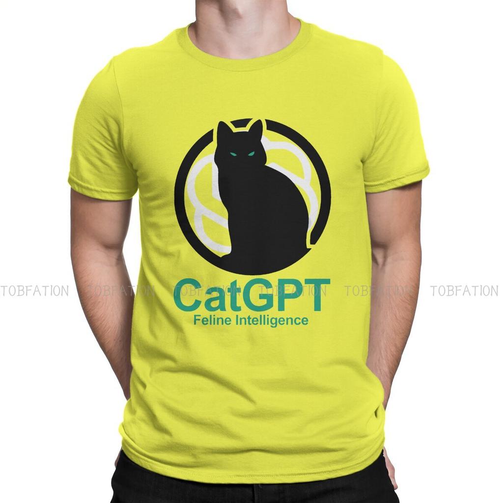 ChatGPT Man TShirt Feline Intelligence Individuality T Shirt 100 Cotton Original Streetwear New Trend