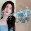 Blue Flower Leaf Dangle Earrings - Acrylic Long Drop Earrings for Women, Summer Beach Vacation Party Jewelry Accessories